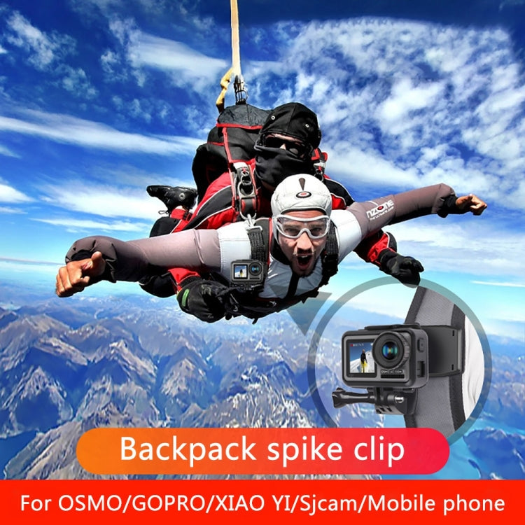 RUIGPRO 360° Rotation Backpack Mount + Phone Clamp for GoPro, DJI Osmo, Xiaoyi Cameras (Black)