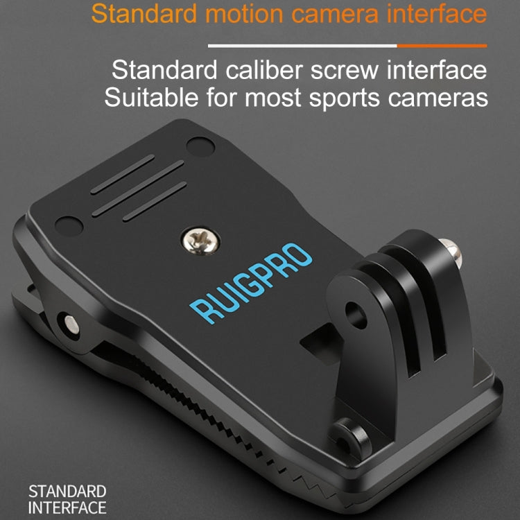 RUIGPRO 360° Rotation Backpack Mount + Phone Clamp for GoPro, DJI Osmo, Xiaoyi Cameras (Black)