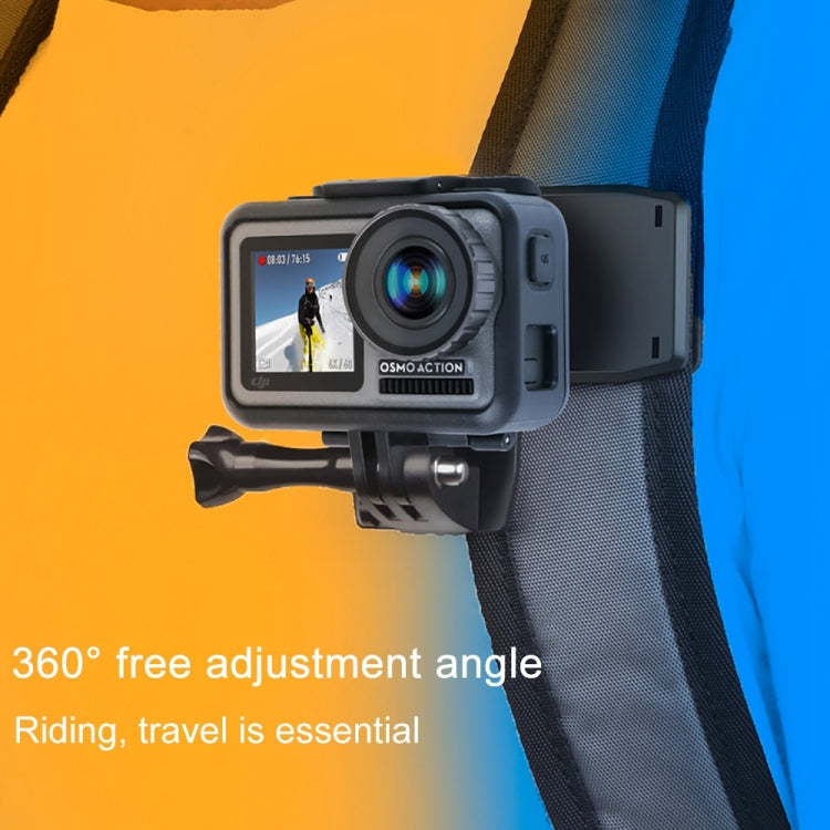 RUIGPRO 360° Rotation Backpack Mount + Phone Clamp for GoPro, DJI Osmo, Xiaoyi Cameras (Black)