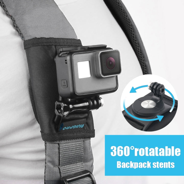 RUIGPRO Hook & Loop Fastener Backpack Mount with Screw for GoPro, DJI Osmo, Xiaoyi Cameras (Black)
