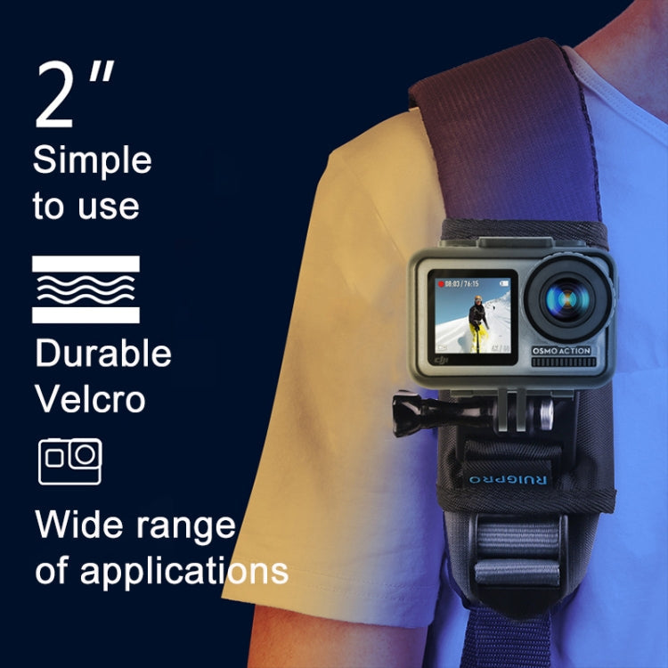 RUIGPRO Hook & Loop Fastener Backpack Mount with Screw for GoPro, DJI Osmo, Xiaoyi Cameras (Black)