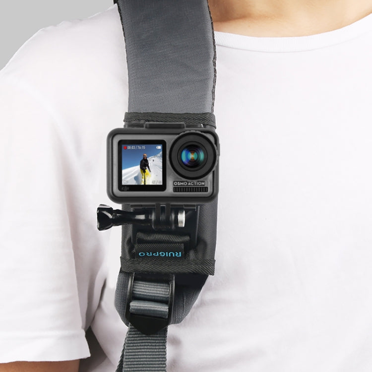 RUIGPRO Hook & Loop Fastener Backpack Mount with Screw for GoPro, DJI Osmo, Xiaoyi Cameras (Black)