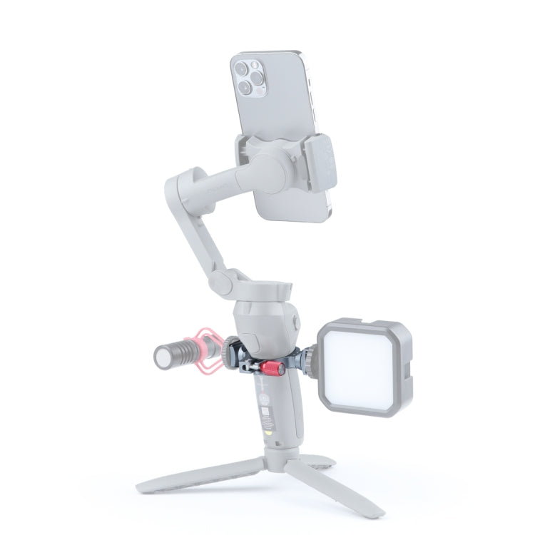 Stabilizer Extension Bracket Ring Adapter with Dual Cold Shoe Base for DJI OM4 / Osmo Mobile 3, Bracket For DJI OM4