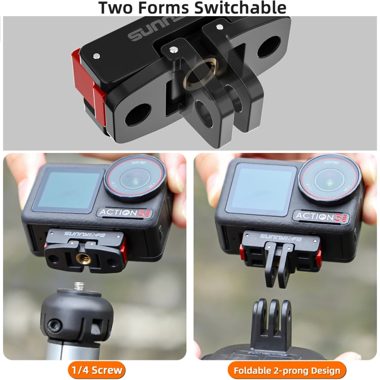 For DJI Osmo Action 5 Pro / 4 / 3 Sunnylife Foldable Magnetic Quick Release Mount Action Camera Selfie Stick Tripod Adapter Cam Stand (Black)