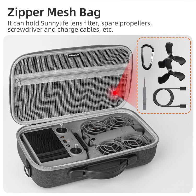 For DJI Neo 2 Sunnylife Portable Carrying Case Combo Shoulder Bag Protective Bag Hard Travel Case, Combo Shoulder Bag