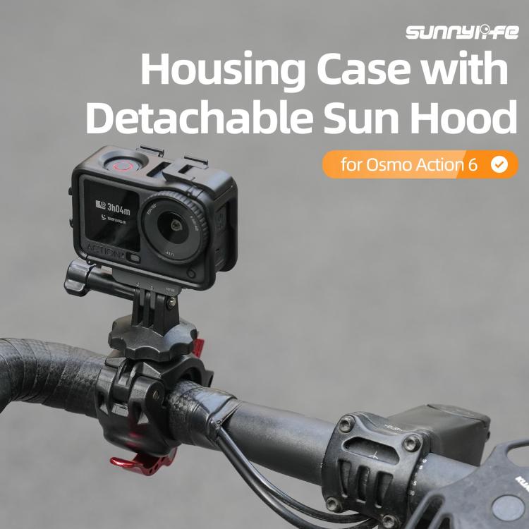For DJI Osmo Action 6 Sunnylife Protective Case Frame Mount AdapterHousing Case with Detachable Sun Hood, For DJI Osmo Action 6