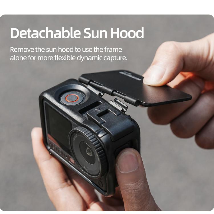 For DJI Osmo Action 6 Sunnylife Protective Case Frame Mount AdapterHousing Case with Detachable Sun Hood, For DJI Osmo Action 6