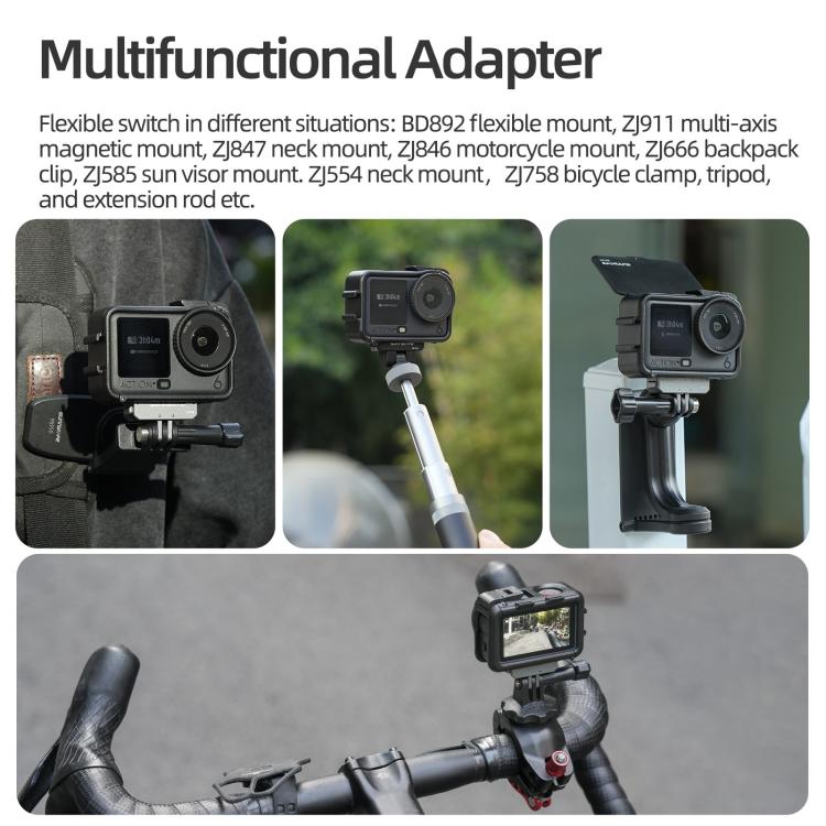 For DJI Osmo Action 6 Sunnylife Protective Case Frame Mount AdapterHousing Case with Detachable Sun Hood, For DJI Osmo Action 6