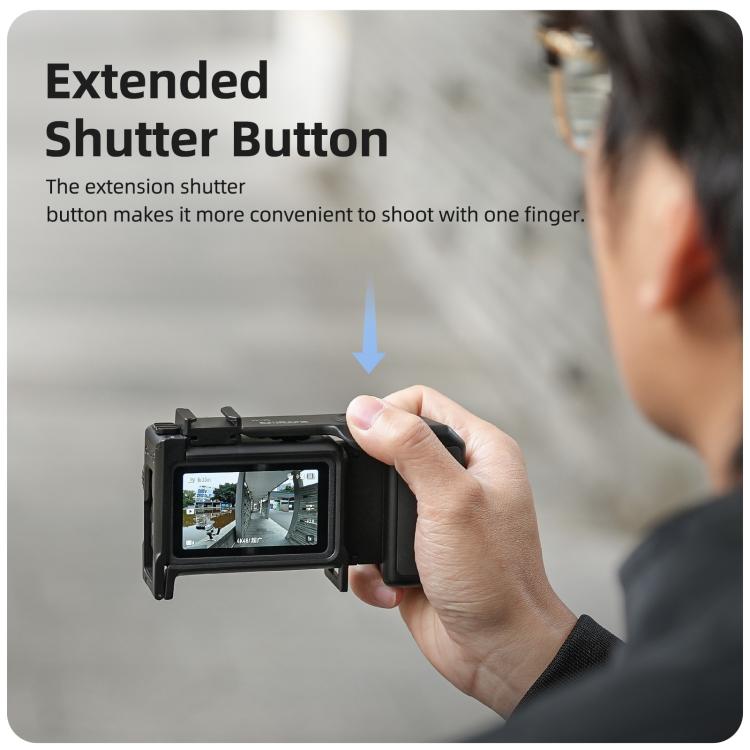 For DJI Action 6 Sunnylife 2-in-1 Detachable Protective Frame & Street Photography Handle Ergonomic Hand Grip Quick Release Shutter Handle, For DJI Action 6