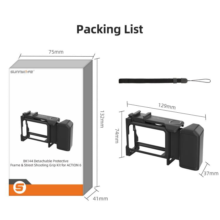 For DJI Action 6 Sunnylife 2-in-1 Detachable Protective Frame & Street Photography Handle Ergonomic Hand Grip Quick Release Shutter Handle, For DJI Action 6