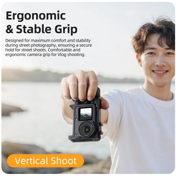 For DJI Action 6 Sunnylife 2-in-1 Detachable Protective Frame & Street Photography Handle Ergonomic Hand Grip Quick Release Shutter Handle, For DJI Action 6