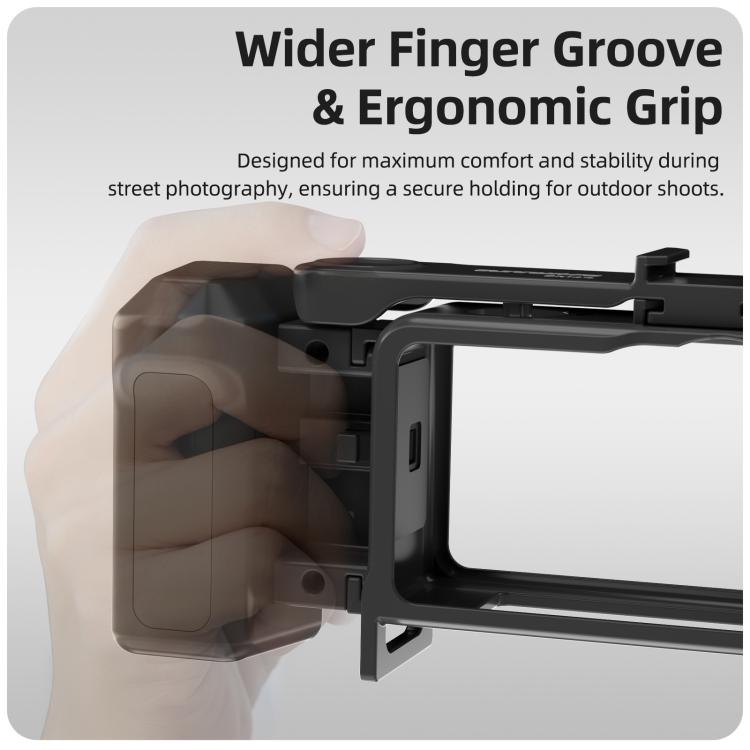 For DJI Action 6 Sunnylife 2-in-1 Detachable Protective Frame & Street Photography Handle Ergonomic Hand Grip Quick Release Shutter Handle, For DJI Action 6