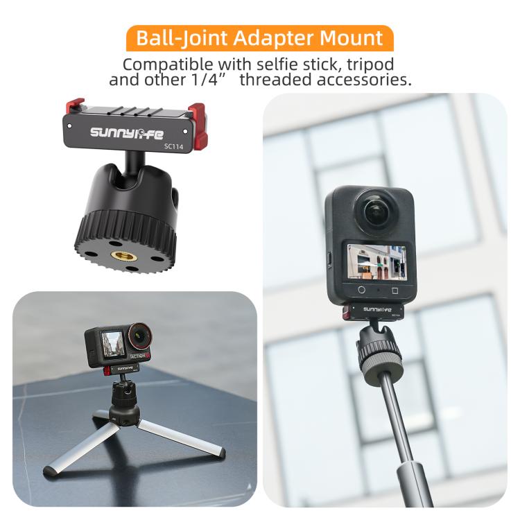 Sunnylife Magnetic Quick-Release Ball-Joint Adapter Mount 360 Rotatable Suction Cup Bracket For DJI Osmo 360 / Action 5 Pro / 4 / 3, For DJI Osmo 360 / Action 5 Pro / 4 / 3
