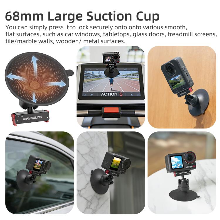 Sunnylife Magnetic Quick-Release Ball-Joint Adapter Mount 360 Rotatable Suction Cup Bracket For DJI Osmo 360 / Action 5 Pro / 4 / 3, For DJI Osmo 360 / Action 5 Pro / 4 / 3