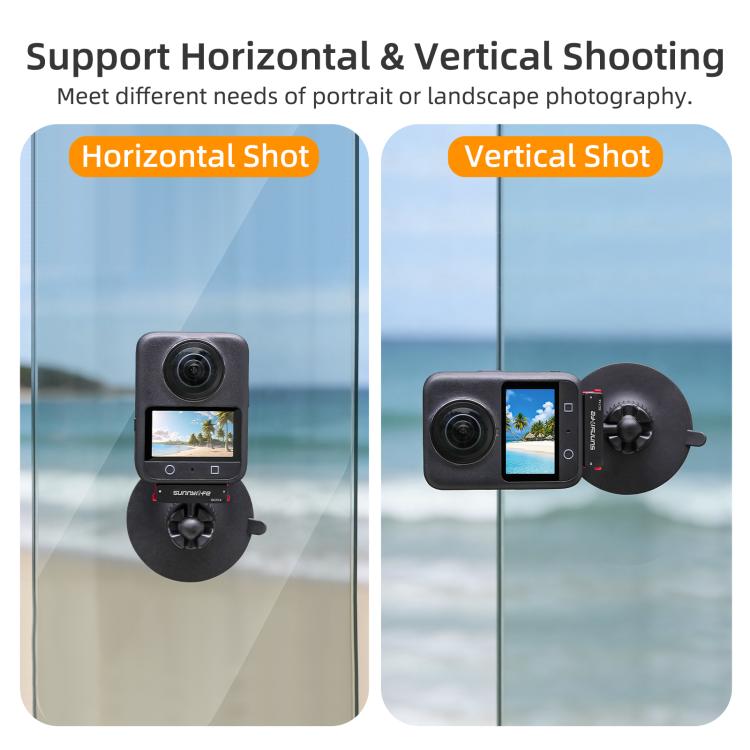 Sunnylife Magnetic Quick-Release Ball-Joint Adapter Mount 360 Rotatable Suction Cup Bracket For DJI Osmo 360 / Action 5 Pro / 4 / 3, For DJI Osmo 360 / Action 5 Pro / 4 / 3