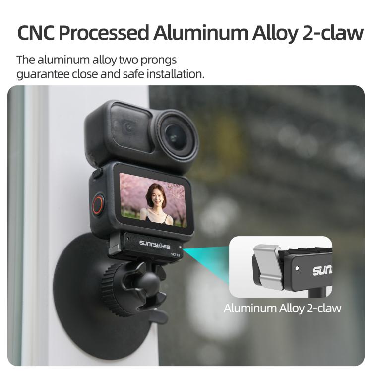 Sunnylife Dual-Direction Magnetic Quick-Release Ball-Joint Adapter Mount 360 Rotatable Suction Cup Bracket For DJI Osmo Nano / Action 6, For DJI Osmo Nano / Action 6