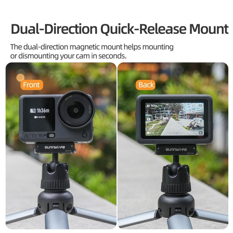 Sunnylife Dual-Direction Magnetic Quick-Release Ball-Joint Adapter Mount 360 Rotatable Suction Cup Bracket For DJI Osmo Nano / Action 6, For DJI Osmo Nano / Action 6