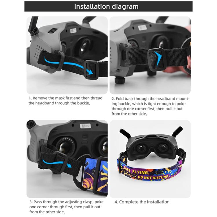 BRDRC Colorful Graffiti Headband Fixed Strap For DJI Aavta Goggles 2 / FPV Goggles V2