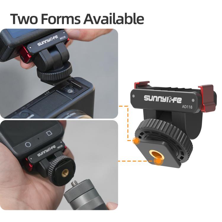 Sunnylife AD118 Sunnylife Cold Shoe Magnetic Quick Release Adapter Mount 1/4 180 Tilt Adjustable Selfie Stick Adapter Stand For DJI Osmo 360 / Action 5 Pro / 4 / 3, AD118 For DJI Osmo 360 / Action 5 Pro
