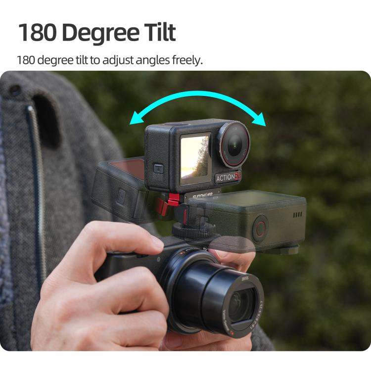 Sunnylife AD118 Sunnylife Cold Shoe Magnetic Quick Release Adapter Mount 1/4 180 Tilt Adjustable Selfie Stick Adapter Stand For DJI Osmo 360 / Action 5 Pro / 4 / 3, AD118 For DJI Osmo 360 / Action 5 Pro