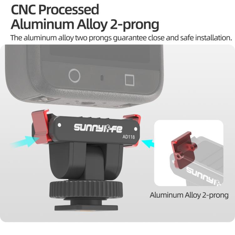 Sunnylife AD118 Sunnylife Cold Shoe Magnetic Quick Release Adapter Mount 1/4 180 Tilt Adjustable Selfie Stick Adapter Stand For DJI Osmo 360 / Action 5 Pro / 4 / 3, AD118 For DJI Osmo 360 / Action 5 Pro