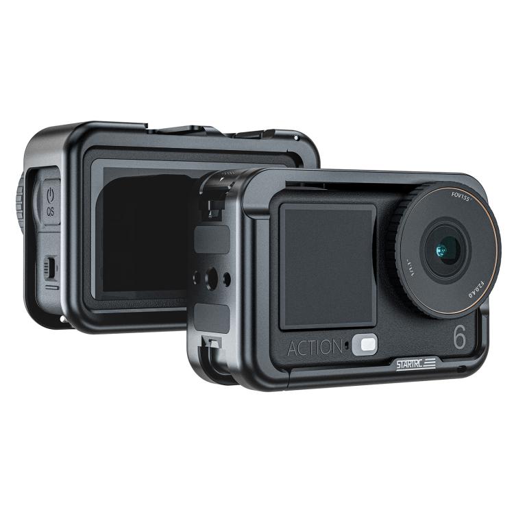 For DJI Osmo Action 6 STARTRC Metal Cage Frame with Cold Shoe, For DJI Osmo Action 6 Metal Cage