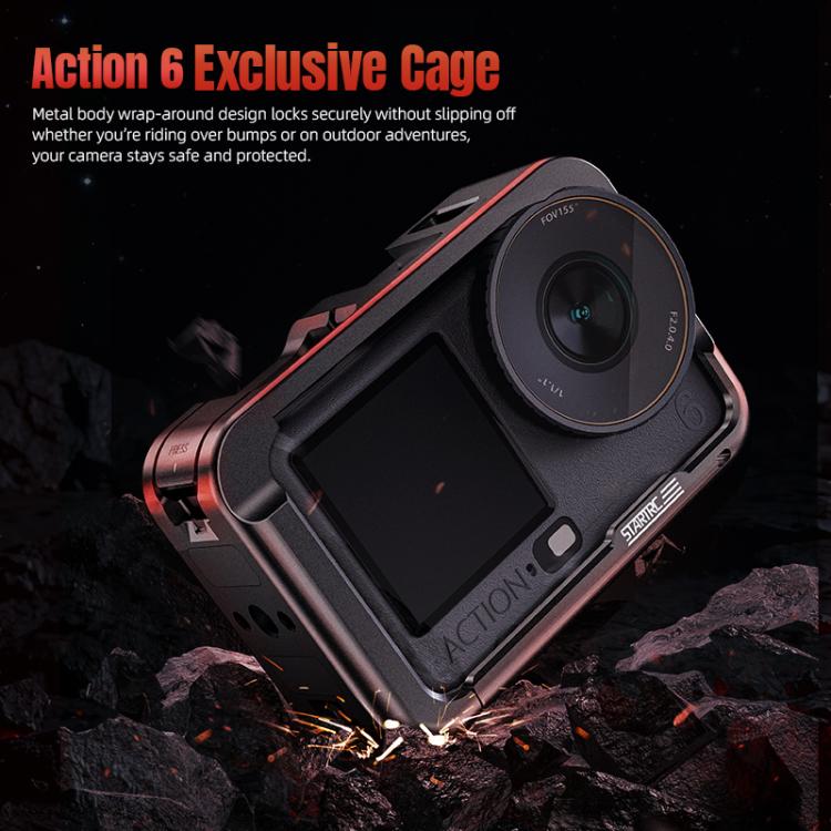 For DJI Osmo Action 6 STARTRC Metal Cage Frame with Cold Shoe, For DJI Osmo Action 6 Metal Cage