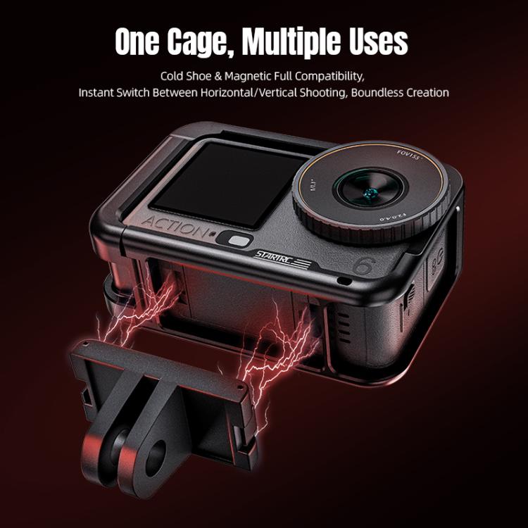 For DJI Osmo Action 6 STARTRC Metal Cage Frame with Cold Shoe, For DJI Osmo Action 6 Metal Cage