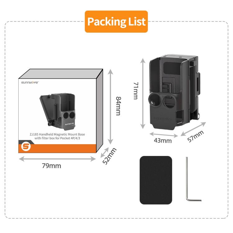 For DJI Osmo Pocket 4P / 4 Sunnylife Handheld Magnetic Mount with Filter Box Tabletop Base Bracket Angles Adjustable Holder, OP4-ZJ185
