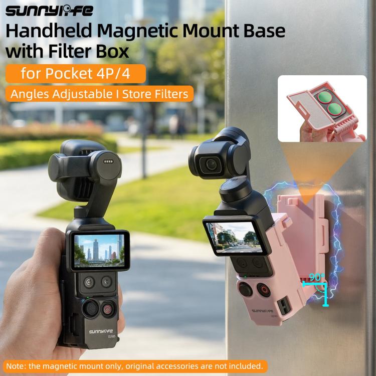 For DJI Osmo Pocket 4P / 4 Sunnylife Handheld Magnetic Mount with Filter Box Tabletop Base Bracket Angles Adjustable Holder, OP4-ZJ185