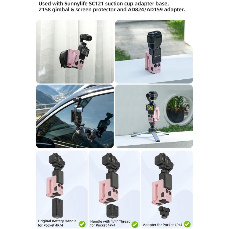 For DJI Osmo Pocket 4P / 4 Sunnylife Handheld Magnetic Mount with Filter Box Tabletop Base Bracket Angles Adjustable Holder, OP4-ZJ185