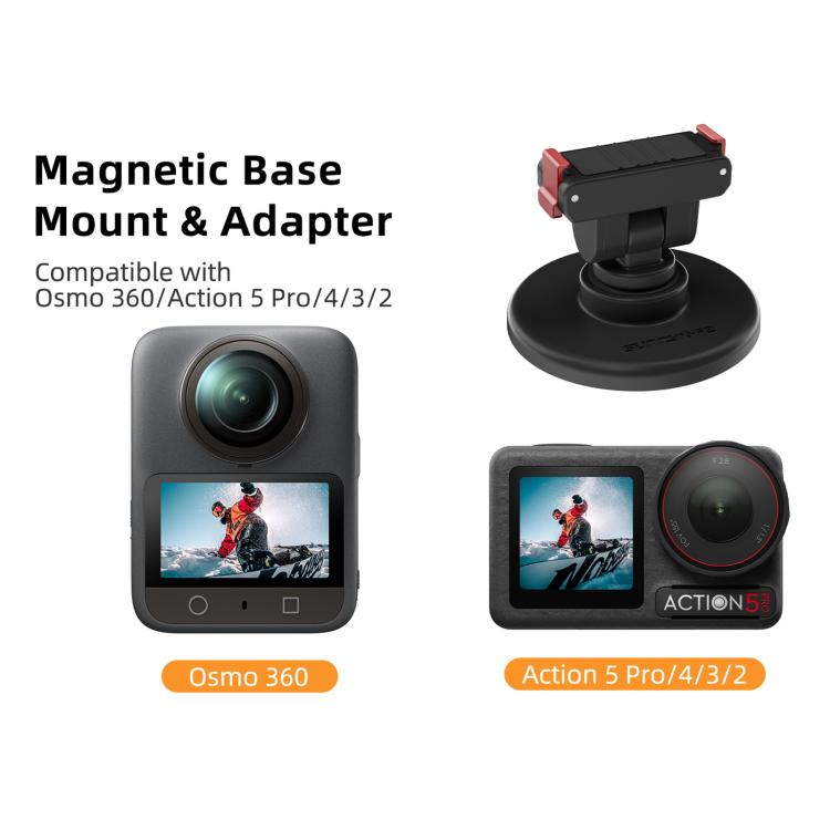 Sunnylife Quick-Release Magnetic Base Mount 1/4 180 Tilt Adjustable Tabletop Base Bracket For DJI Osmo 360 / Action 5 Pro / 4 / 3 / 2, DZ-140 For DJI Osmo 360 / Action 5 Pro