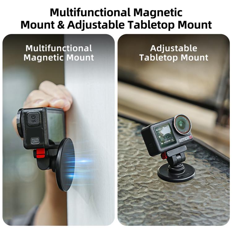 Sunnylife Quick-Release Magnetic Base Mount 1/4 180 Tilt Adjustable Tabletop Base Bracket For DJI Osmo 360 / Action 5 Pro / 4 / 3 / 2, DZ-140 For DJI Osmo 360 / Action 5 Pro