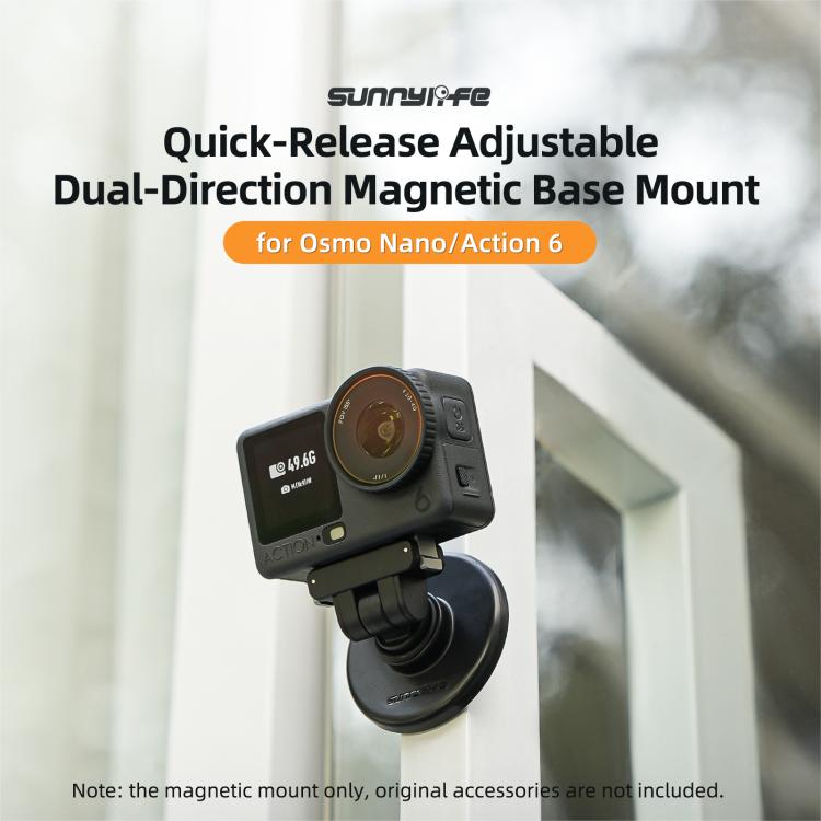 Sunnylife Quick-Release Dual-Direction Magnetic Base Mount 1/4 180 Tilt Adjustable Tabletop Base Bracket For DJI Osmo Nano / Action 6, DZ-141 For DJI Osmo Nano / Action 6