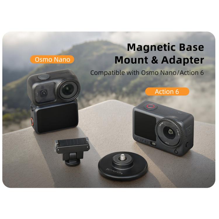Sunnylife Quick-Release Dual-Direction Magnetic Base Mount 1/4 180 Tilt Adjustable Tabletop Base Bracket For DJI Osmo Nano / Action 6, DZ-141 For DJI Osmo Nano / Action 6
