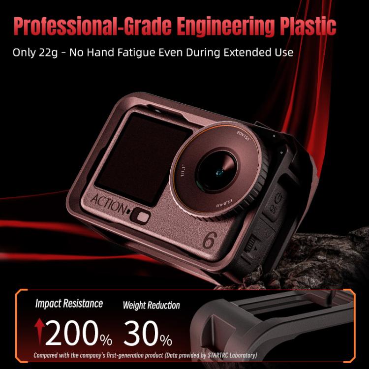 For DJI Osmo Action 6 STARTRC Plastic Cage Vertical-Horizontal Expansion Adapter Frame with Cold Shoe, For DJI Osmo Action 6 Plastic Cage