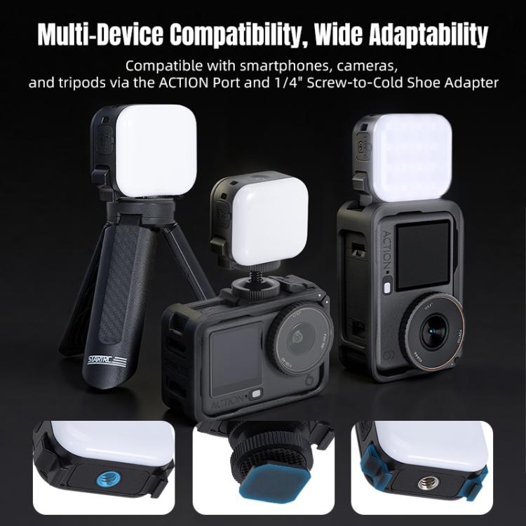 For DJI Osmo Pocket 3 STARTRC Cat Ears Magnetic Three Colors LED Fill Light with Fixed Clamp, For DJI Osmo Action 6 / 5 Pro / 4 / 3