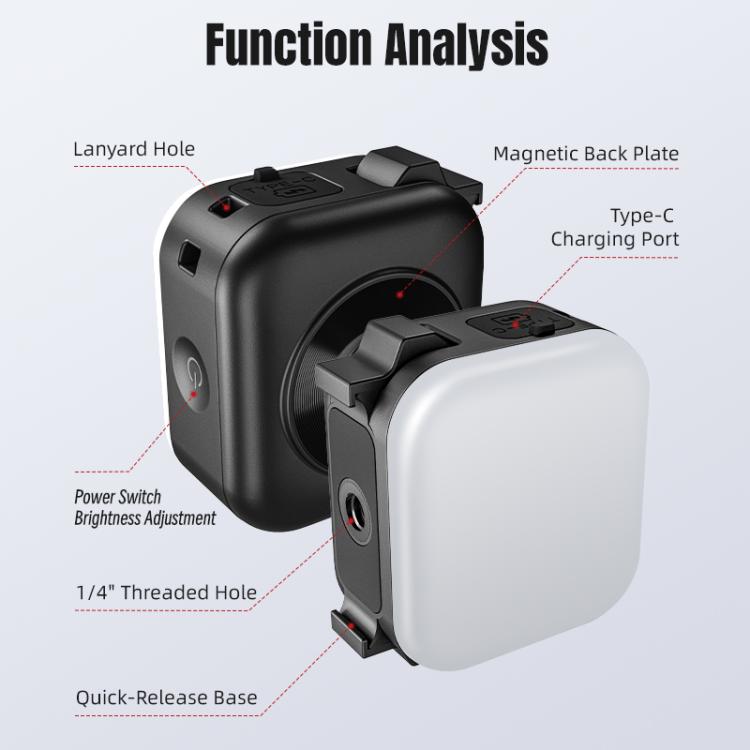 For DJI Osmo Pocket 3 STARTRC Cat Ears Magnetic Three Colors LED Fill Light with Fixed Clamp, For DJI Osmo Action 6 / 5 Pro / 4 / 3