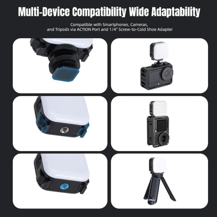For DJI Osmo Pocket 3 STARTRC Cat Ears Magnetic Three Colors LED Fill Light with Fixed Clamp, For DJI Osmo Action 6 / 5 Pro / 4 / 3