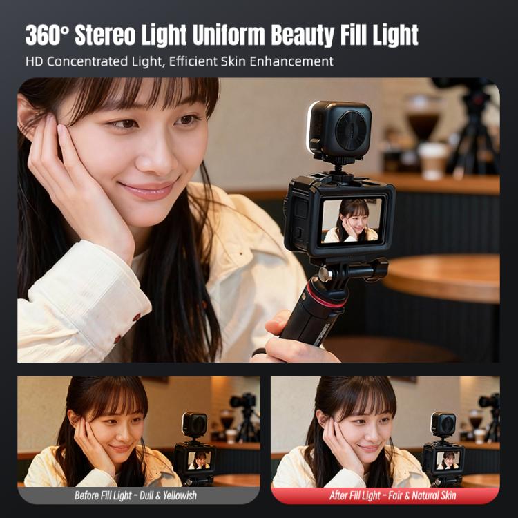 For DJI Osmo Pocket 3 STARTRC Cat Ears Magnetic Three Colors LED Fill Light with Fixed Clamp, For DJI Osmo Action 6 / 5 Pro / 4 / 3