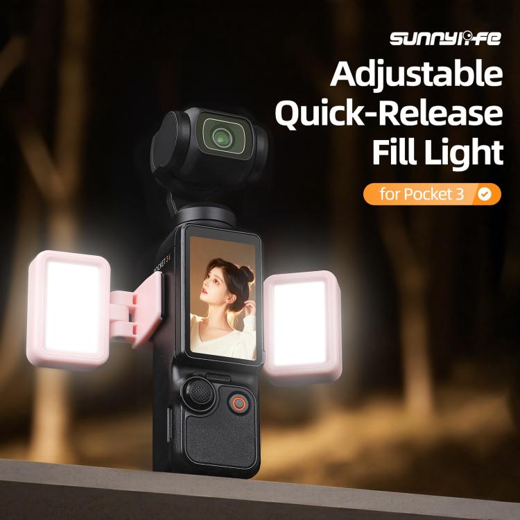 For DJI Osmo Pocket 3 Sunnylife Adjustable LED Video Light Quick-Release Fill Light Tri-Color Dimmable Portable Fill Lamp