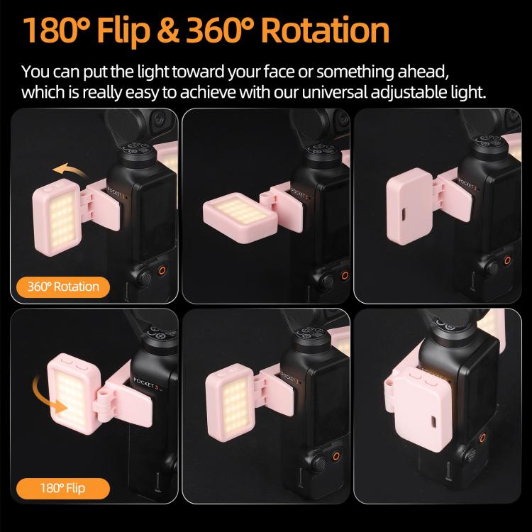 For DJI Osmo Pocket 3 Sunnylife Adjustable LED Video Light Quick-Release Fill Light Tri-Color Dimmable Portable Fill Lamp