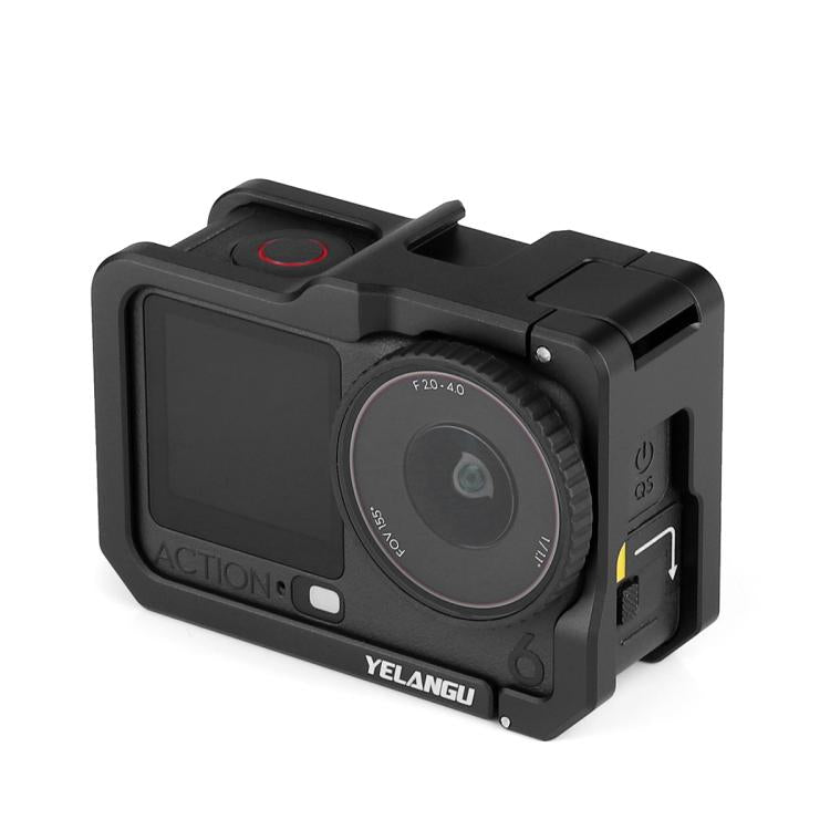 For DJI Osmo Action 6 YELANGU Metal Camera Cage Frame with Cold Shoe, For DJI Osmo Action 6 Cage