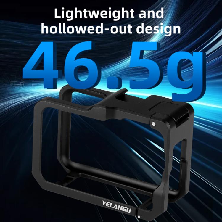 For DJI Osmo Action 6 YELANGU Metal Camera Cage Frame with Cold Shoe, For DJI Osmo Action 6 Cage