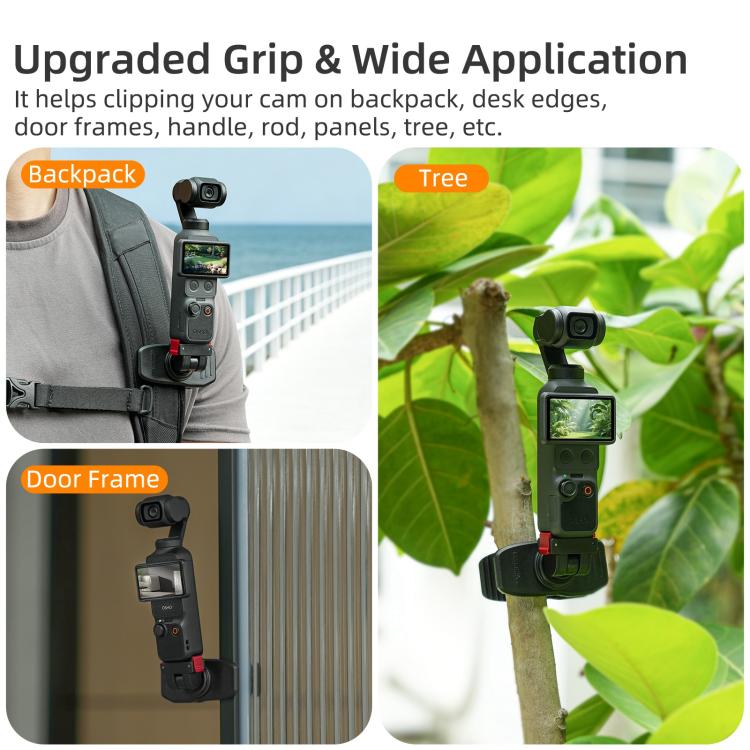 For DJI Osmo Pocket 4 / 3 Sunnylife Magnetic Quick-Release Adjustable Backpack Clip Action Camera Clamp Vertical-Horizontal Mount, For DJI Osmo Pocket 4 / 3 Vertical-Horizontal Mount