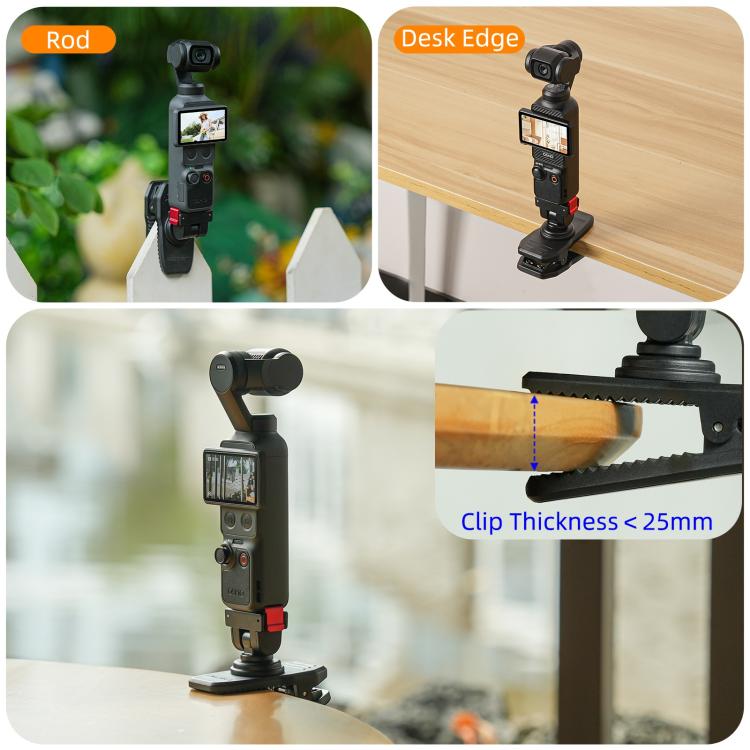 For DJI Osmo Pocket 4 / 3 Sunnylife Magnetic Quick-Release Adjustable Backpack Clip Action Camera Clamp Vertical-Horizontal Mount, For DJI Osmo Pocket 4 / 3 Vertical-Horizontal Mount