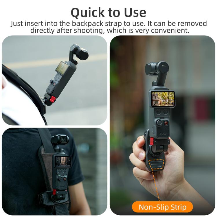 For DJI Osmo Pocket 4 / 3 Sunnylife Magnetic Quick-Release Adjustable Backpack Clip Action Camera Clamp Vertical-Horizontal Mount, For DJI Osmo Pocket 4 / 3 Vertical-Horizontal Mount
