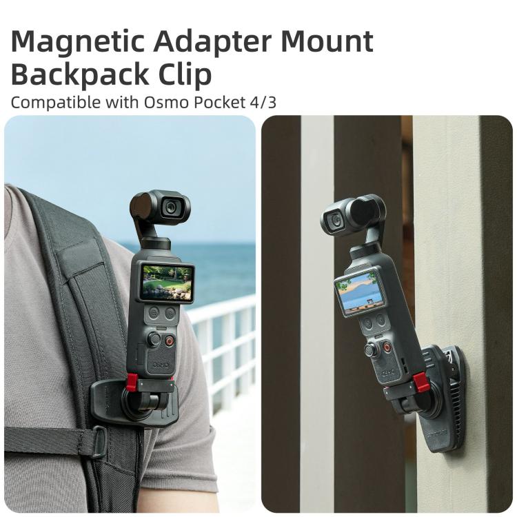 For DJI Osmo Pocket 4 / 3 Sunnylife Magnetic Quick-Release Adjustable Backpack Clip Action Camera Clamp Vertical-Horizontal Mount, For DJI Osmo Pocket 4 / 3 Vertical-Horizontal Mount