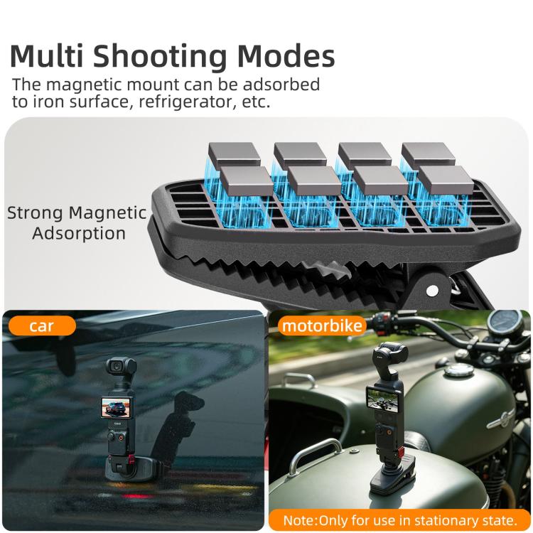For DJI Osmo Pocket 4 / 3 Sunnylife Magnetic Quick-Release Adjustable Backpack Clip Action Camera Clamp Vertical-Horizontal Mount, For DJI Osmo Pocket 4 / 3 Vertical-Horizontal Mount
