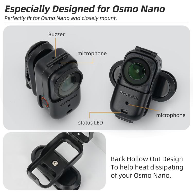 For DJI Osmo Nano Sunnylife Backpack Clip Action Camera Clamp 360 Rotation Vertical-Horizontal Mount 90 Tilt Upgraded Backpack Clip